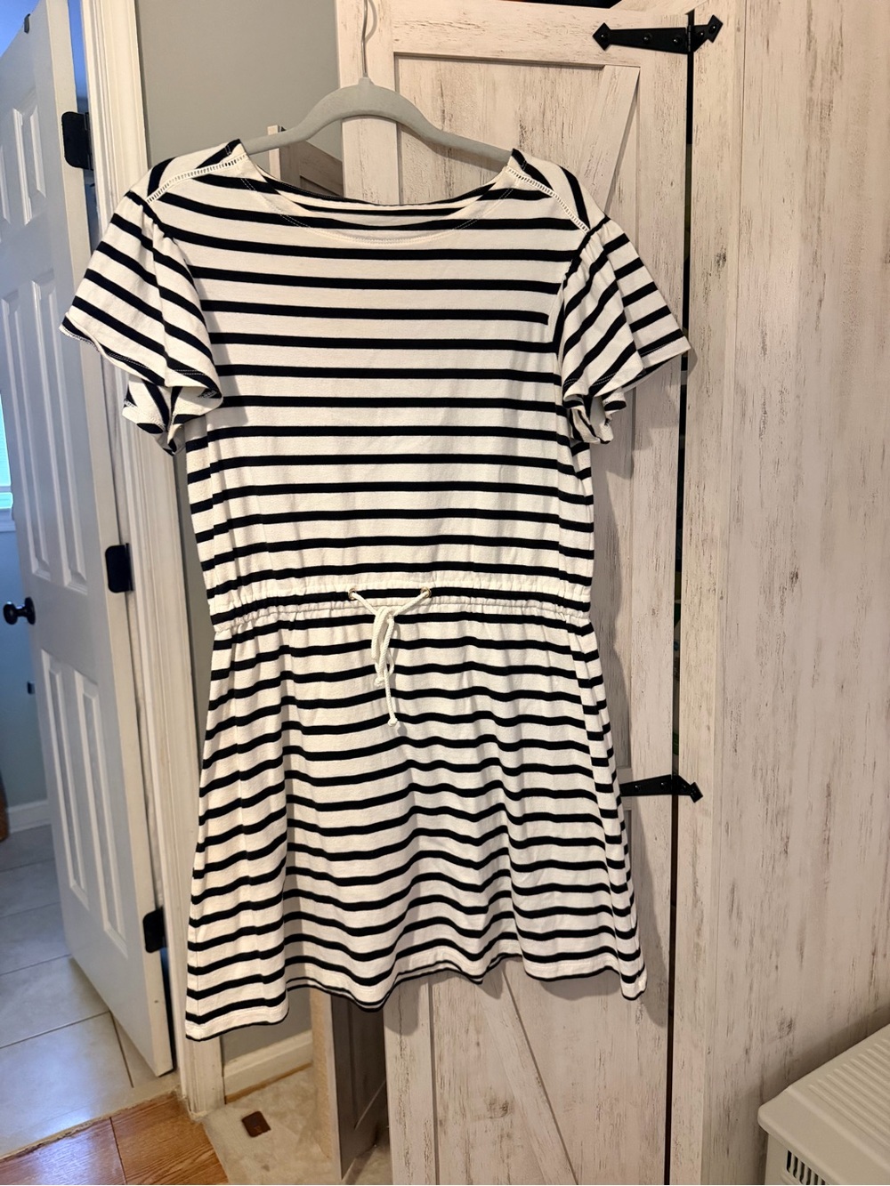 Kate Spade Black and White Striped Drawstring Dress Beachy Casual